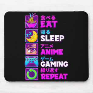 Tapis De Souris Manger Dormir Anime Jeux Répéter Kawaii Otaku Anim