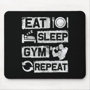 Tapis De Souris Manger Dormir Gym Répéter Drôle Sports Bodybuildin