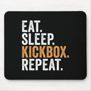 Tapis De Souris Manger Dormir Kickbox Répéter Drôle Kickboxing