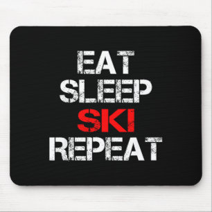 Tapis De Souris Manger dormir skier répéter montagne hiver chalet