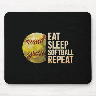 Tapis De Souris Manger Dormir Softball Répéter Drôle Joueur de Sof