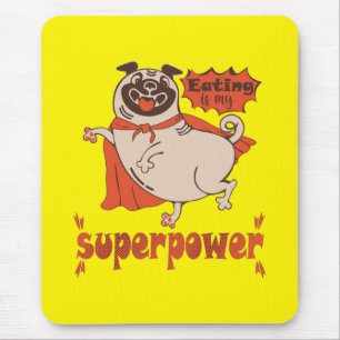 Tapis De Souris Manger est mon super-puissance rouge carlin style 