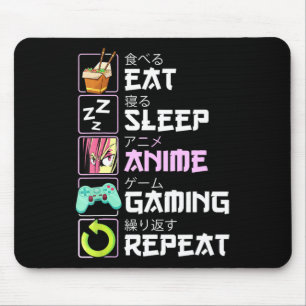 Tapis De Souris Manger Sleep Anime Jeu Répétition Kawaii Otaku Ani