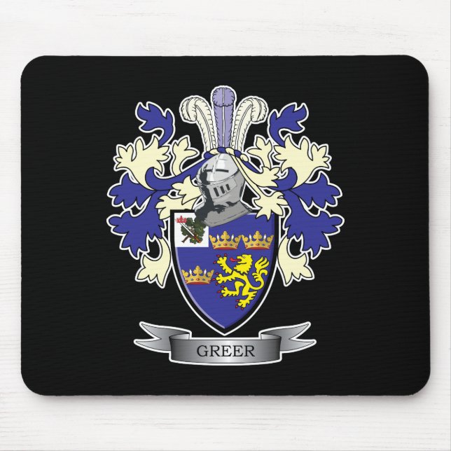 Tapis De Souris Manteau de crête de famille de Greer des bras (Devant)