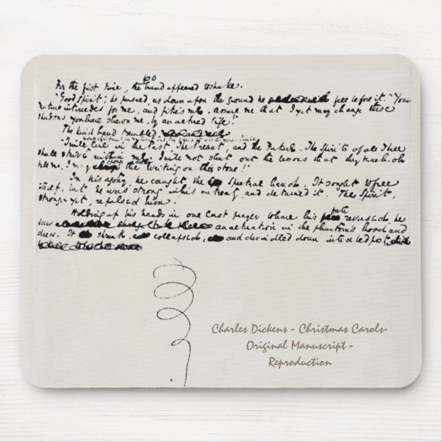 TAPIS DE SOURIS MANUSCRIT DE CHARLES DICKENS DE CHANTS DE NOËL (Devant)