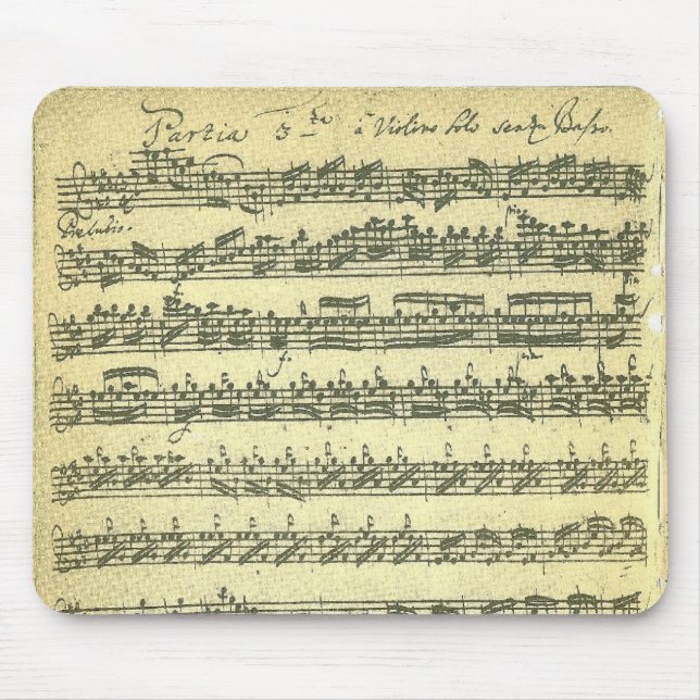 Tapis De Souris Manuscrit de musique de Bach Partita pour le (Devant)