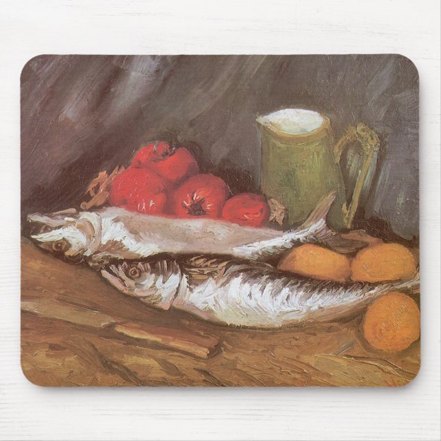 Tapis De Souris Maquereaux, citrons et tomates par Vincent van Gog (Devant)