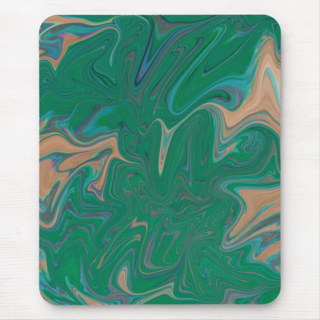 Tapis De Souris Marble Forms – Green & Gold Natural Flow (Devant)