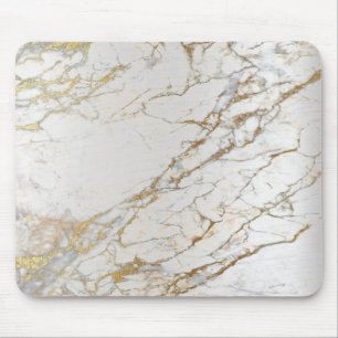 Tapis De Souris Marbre Abstrait Argent gris or blanc unique
