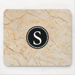 Tapis De Souris Marbre blanc avec Monogramme noir