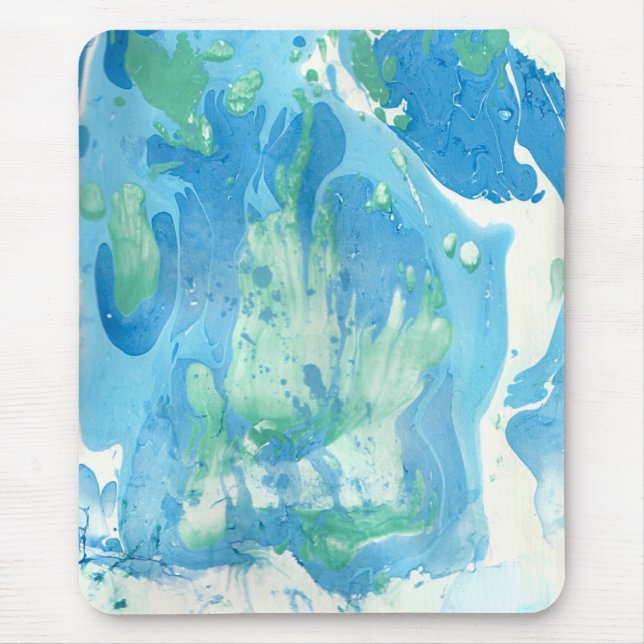 Tapis De Souris Marbre blanc bleu vert look moderne Abstrait (Devant)