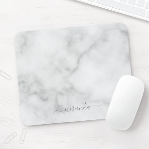 Tapis De Souris Marbre blanc de nom personnalisé de script moderne