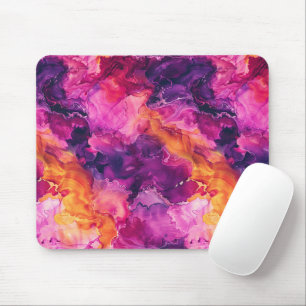 Tapis De Souris Marbre fluide rose orange violet