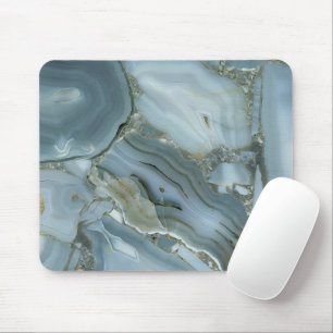 Tapis De Souris Marbre gris bleu avec sac à ficelle de veine or
