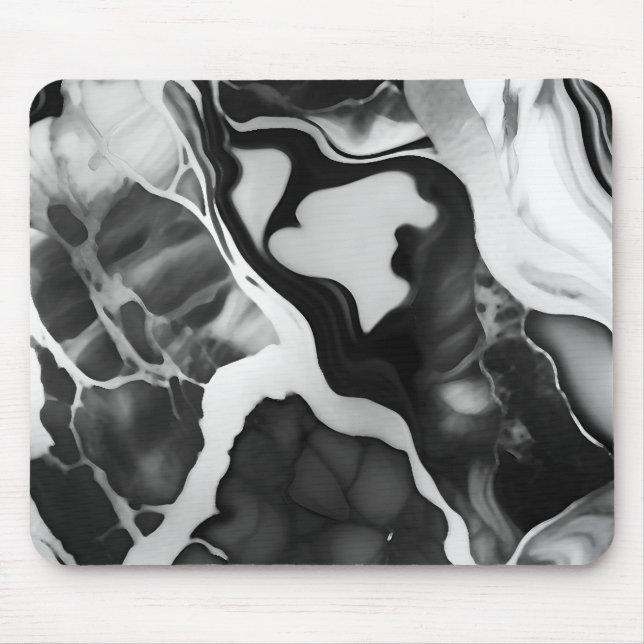 Tapis De Souris Marbre noir et blanc tendance (Devant)