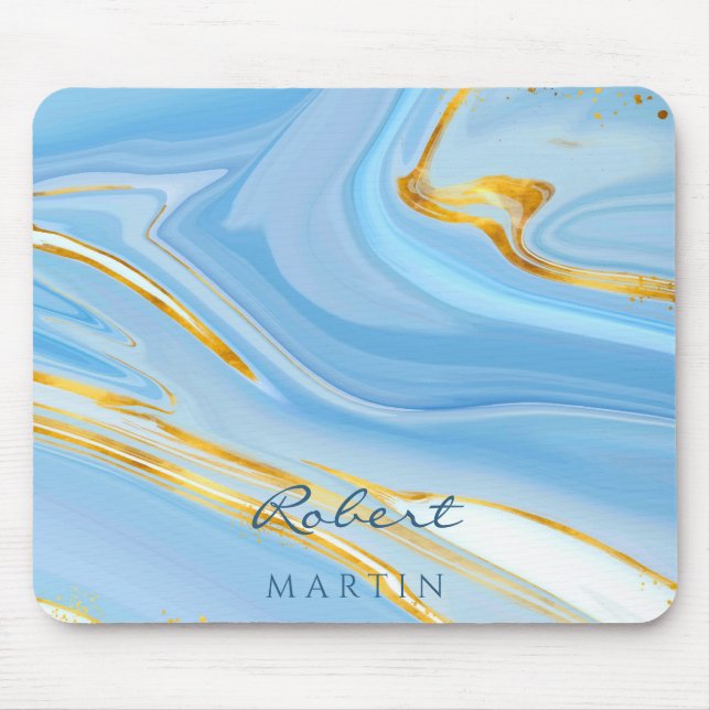 Tapis De Souris Marbre Parties scintillant Blue Sky Gold personnal (Devant)