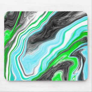 Tapis De Souris Marbre vert citron et bleu comme des perles
