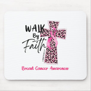 Tapis De Souris Marche Par Foi Conscience du cancer du sein Christ