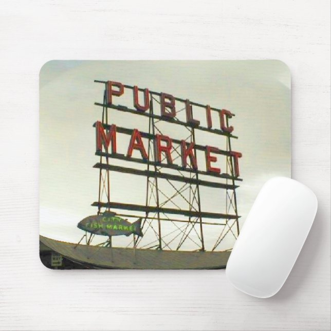 Tapis De Souris Marché public à Seattle, WA Fish Bowl View (Avec souris)