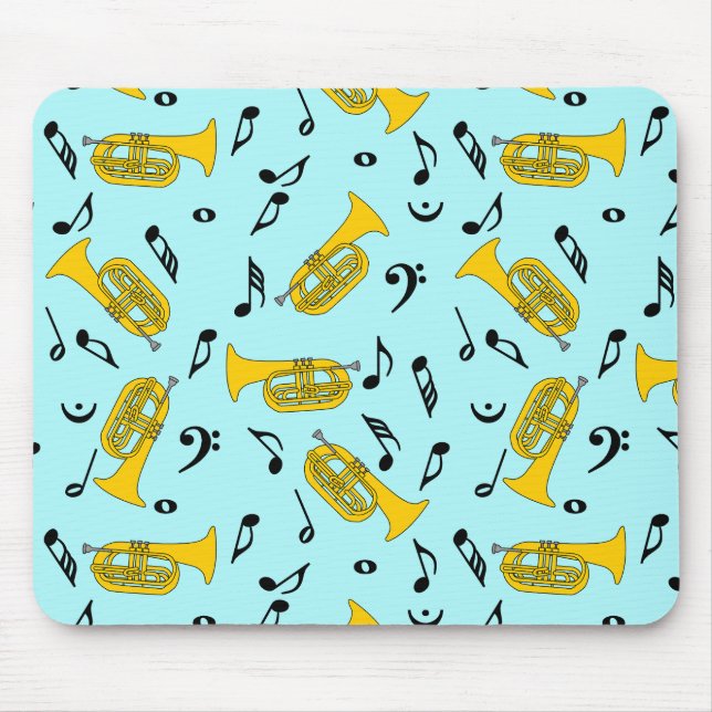 Tapis De Souris Marching Baritone Music Notes Bass Clefs (Devant)