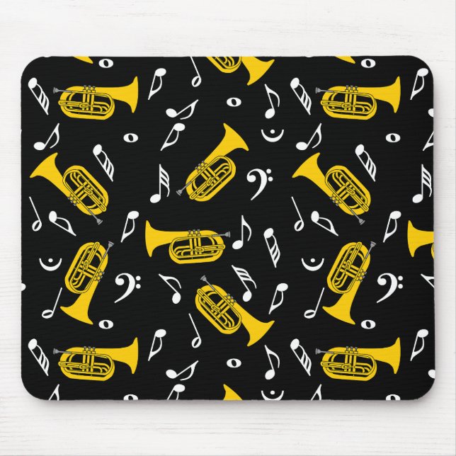 Tapis De Souris Marching Baritone Music Notes Bass Clefs (Devant)