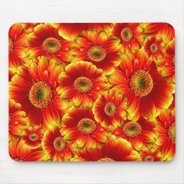 Tapis De Souris Marguerites de Gerbera jaune et orange (Devant)
