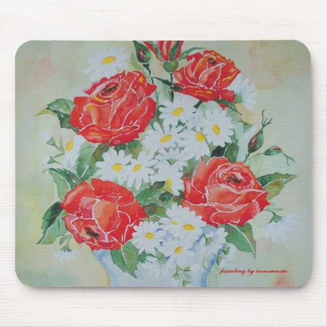 Tapis De Souris Marguerites et roses de Mousepad (Devant)