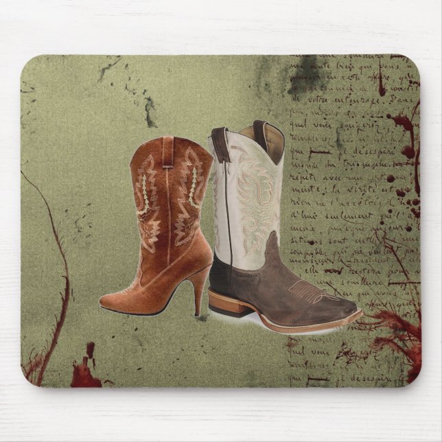 Tapis De Souris mariage de bottes de cowboy de l'ouest (Devant)