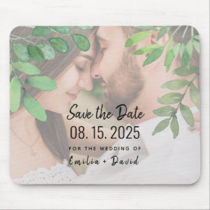Tapis De Souris Mariage photo verdoyante Enregistrer la date Pad s