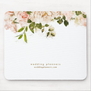 Tapis De Souris Mariage Planification Romantique Pêche Rose Fleurs