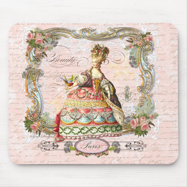 Tapis De Souris Marie Antoinette et Pink Paris (Devant)