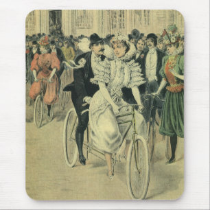 Tapis De Souris Mariés de mariage victorien sur bicyclette pour je