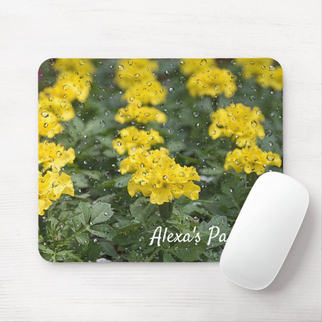 Tapis De Souris Marigold Jaune Avec Raindrops Pad Souris (Avec souris)