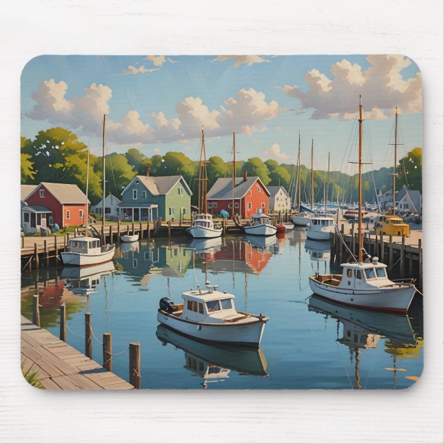 Tapis De Souris Marina in a Little Fishing Village (Devant)