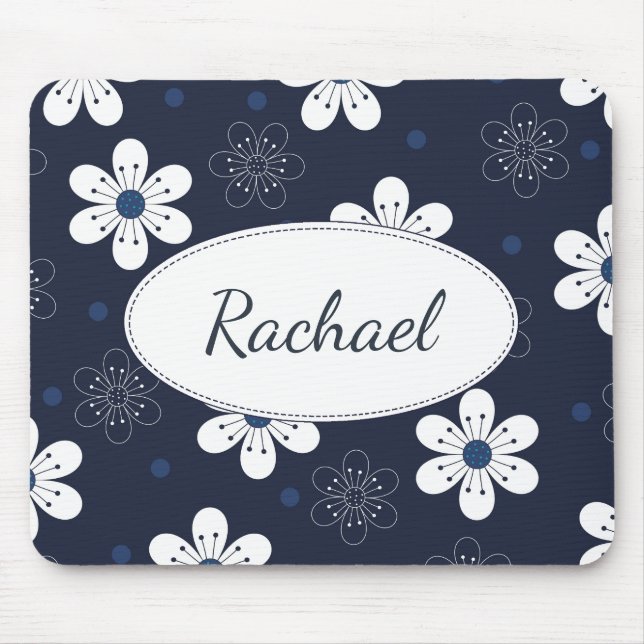 Tapis De Souris Marine Bleu Joli Floral Personnalisé (Devant)