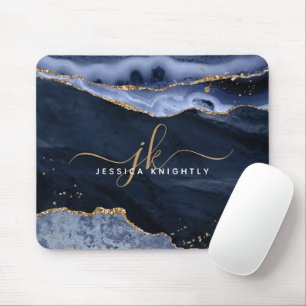 Tapis De Souris Marine Blue Agate Geode Gold Parties scintillant S
