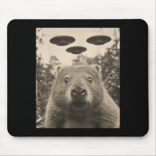 Tapis De Souris Marmotte drôle selfie avec ouf bizarrerie Marmotte