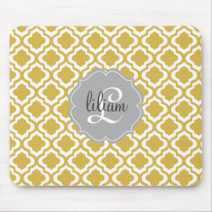 Tapis De Souris Marocain élégant Quatrefoil d'or personnalisé