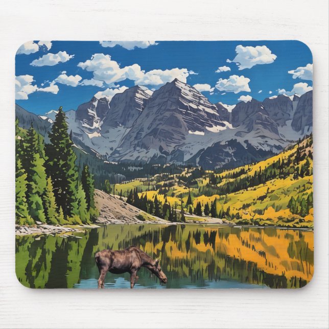 Tapis De Souris Maroon Bells et Moose (Devant)