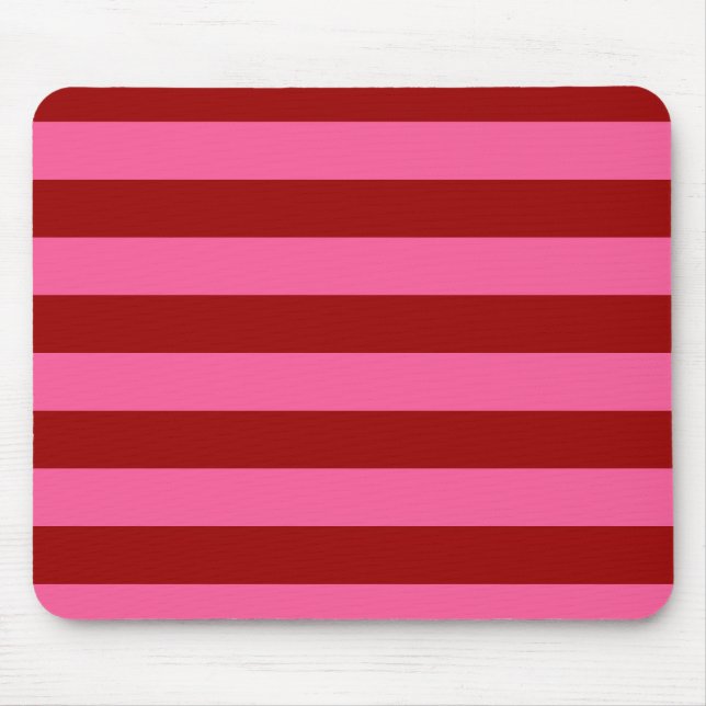 Tapis De Souris Maroon Rouge rose rayures Design (Devant)