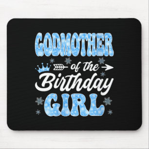Tapis De Souris Marraine de la fille d'anniversaire flocons de nei