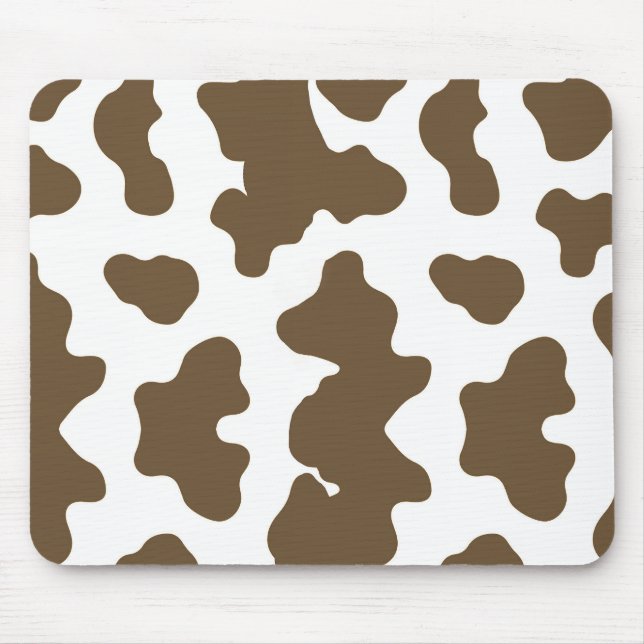 Tapis De Souris Marron rustique  & Impression de vache blanche Cou (Devant)