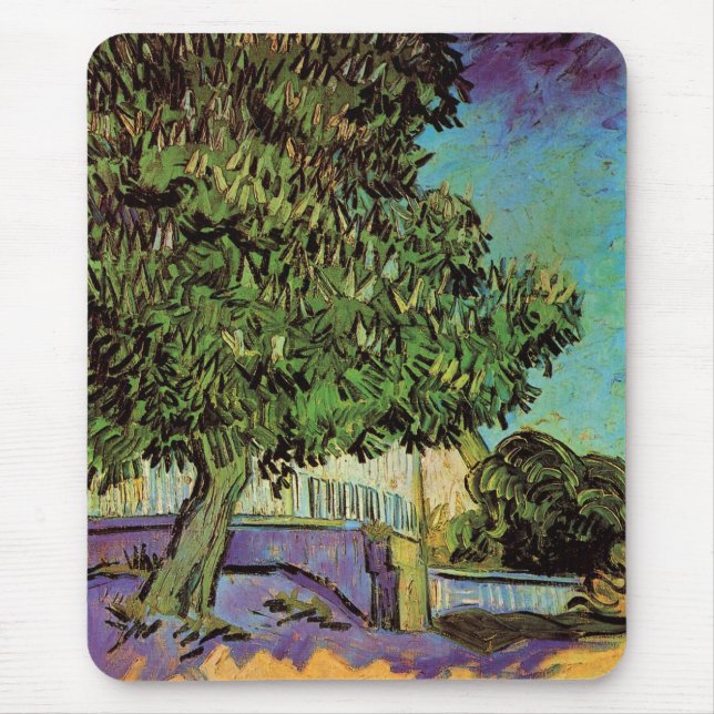 Tapis De Souris Marronnier en fleurs par Vincent van Gogh (Devant)