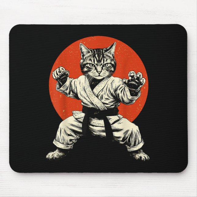 Tapis De Souris Martial Arts Cat Karate Judo Japanese Flag Funny J (Devant)