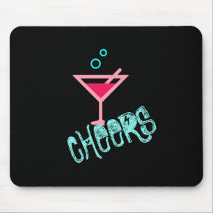 Tapis De Souris Martini - Boisson d'alcool Pop Art, rose et turquo