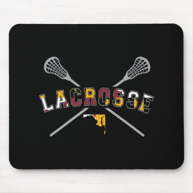 Tapis De Souris Maryland Drapeau Lacrosse Boys Mens College LAX St (Devant)