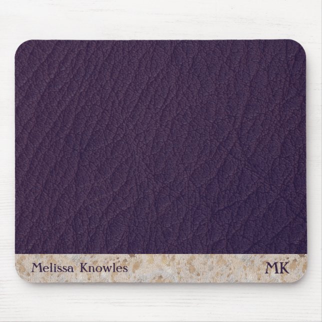 Tapis De Souris Masculine monographique moderne en cuir violet (Devant)