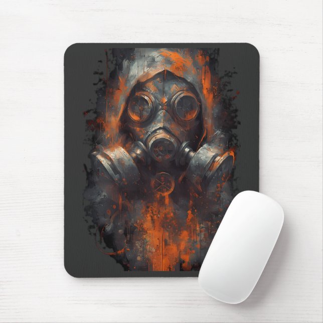Tapis De Souris Masque à gaz post-apocalyptique grunge toxique (Avec souris)