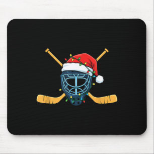 Tapis De Souris Masque de hockey avec chapeau de Père Noël lumière