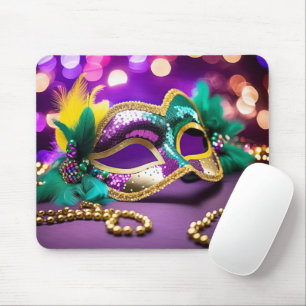 Tapis De Souris Masque Mardi Gras Avec Éclairage Bokeh